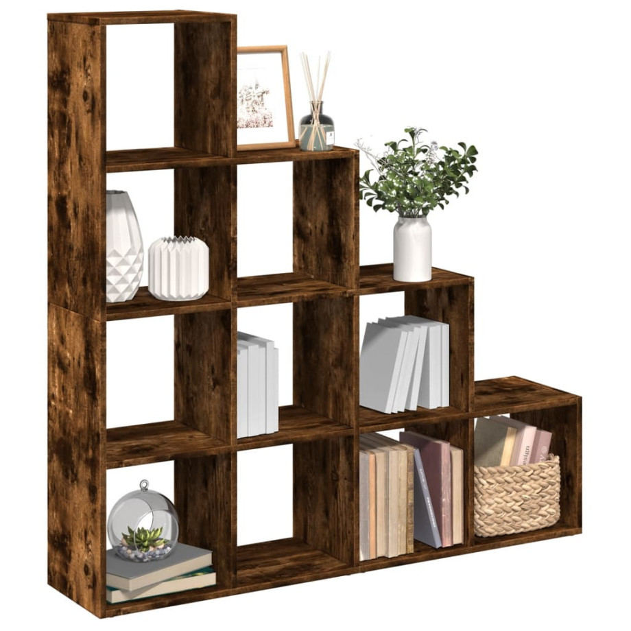 vidaXL Kamerscherm / boekenkast 131,5x29x131,5 cm hout gerookt eiken afbeelding 1