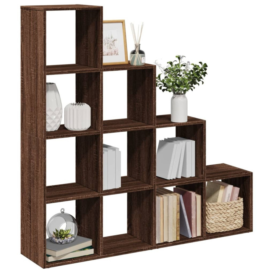 vidaXL Kamerscherm / boekenkast 131,5x29x131,5 cm hout bruin eiken afbeelding 1