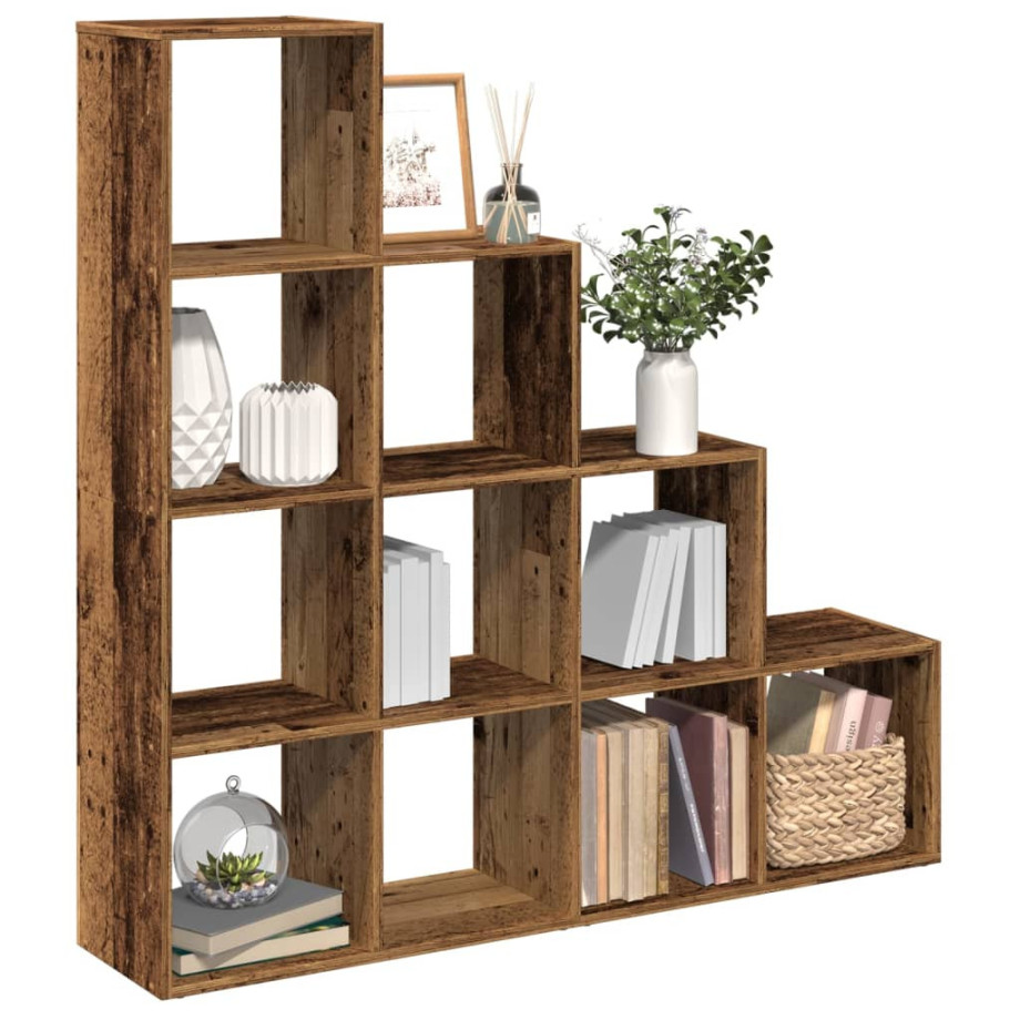 vidaXL Kamerscherm / boekenkast 131,5x29x131,5 cm hout oud hout afbeelding 1