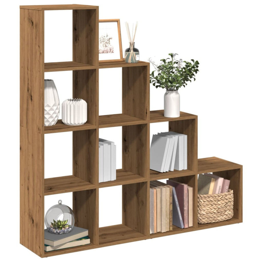 vidaXL Kamerscherm / boekenkast 131,5x29x131,5 cm hout artisanaal eik afbeelding 1