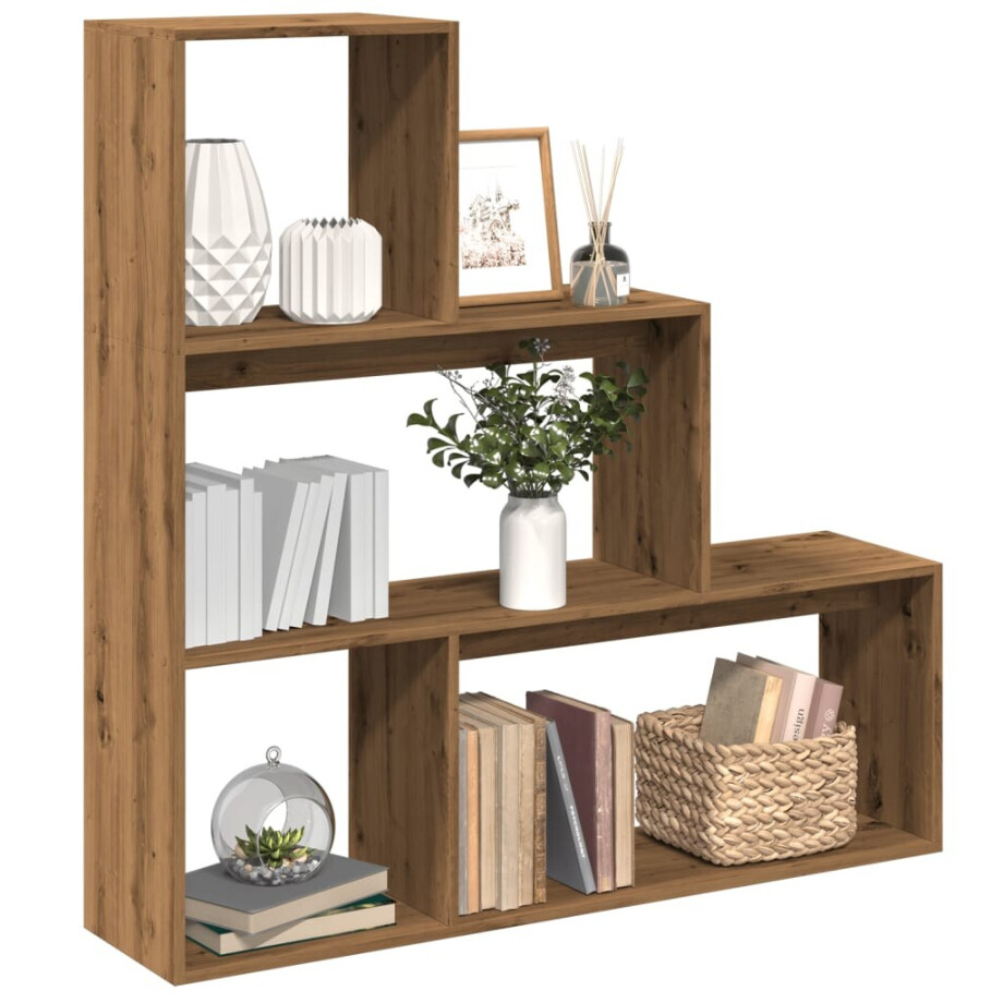 vidaXL Kamerscherm / boekenkast 123x29x123 cm hout artisanaal eiken vidaXL Kamerscherm / boekenkast 123x29x123 cm hout artisanaal eiken afbeelding 1