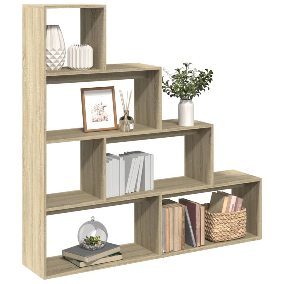 vidaXL Kamerscherm / boekenkast 143,5x29x143,5 cm hout sonoma eiken afbeelding 1