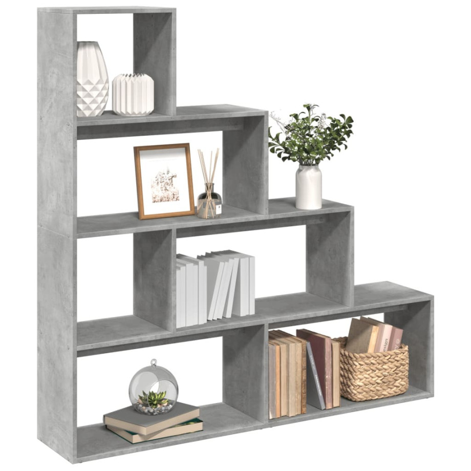 vidaXL Kamerscherm / boekenkast 4-laags 143,5x29x143,5 cm hout grijs afbeelding 1