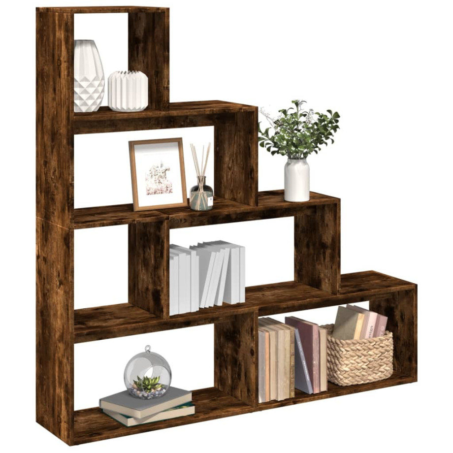 vidaXL Kamerscherm / boekenkast 143,5x29x143,5 cm hout gerookt eiken afbeelding 1