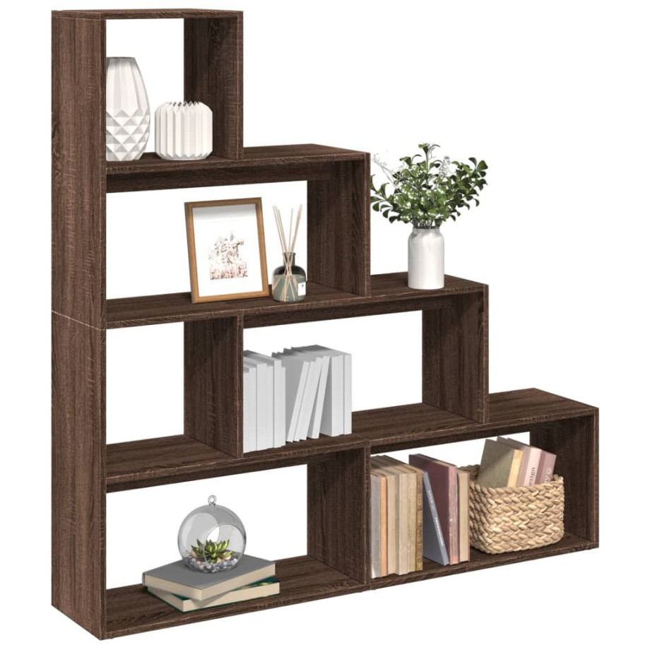 vidaXL Kamerscherm / boekenkast 143,5x29x143,5 cm hout bruin eiken afbeelding 1