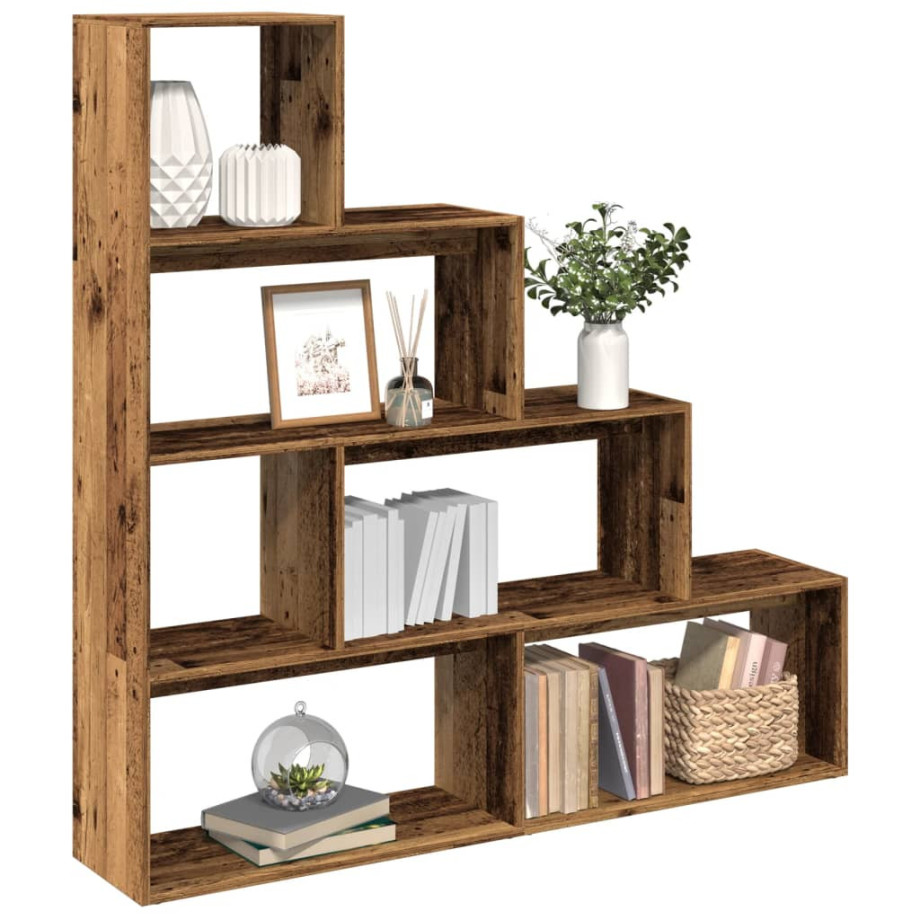 vidaXL Kamerscherm / boekenkast 143,5x29x143,5 cm hout oud hout afbeelding 1