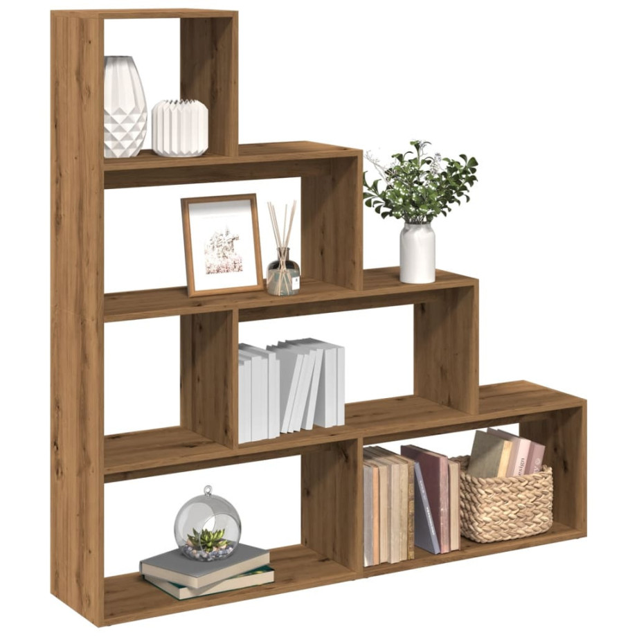 vidaXL Kamerscherm / boekenkast 143,5x29x143,5 cm hout artisanaal eik afbeelding 1