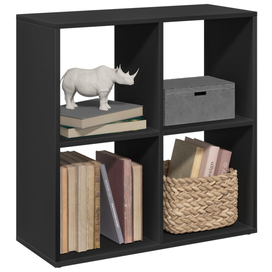 vidaXL Kamerscherm / boekenkast 69,5x29x69,5 cm bewerkt hout zwart afbeelding 1