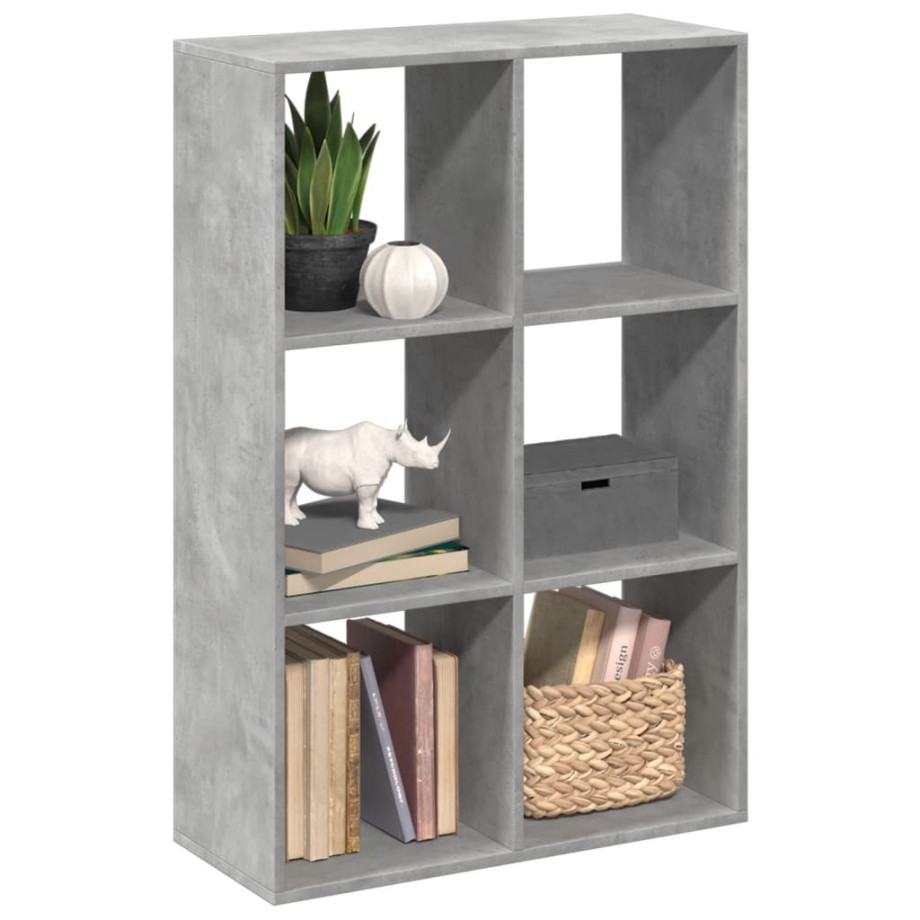 vidaXL Kamerscherm / boekenkast 69,5x29x103,5 cm hout betongrijs afbeelding 1