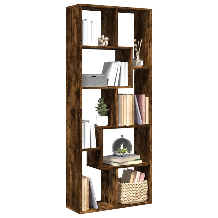 vidaXL Kamerscherm / boekenkast 67x25x161,5 cm hout gerookt eiken afbeelding 1