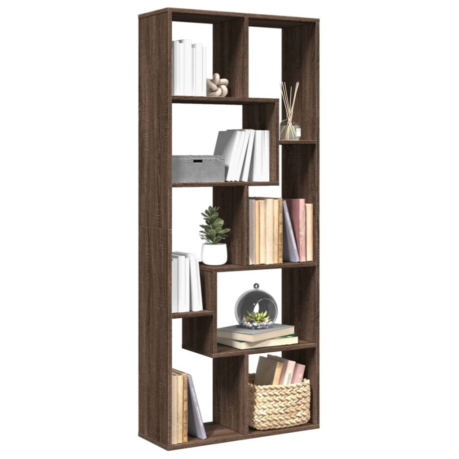 vidaXL Kamerscherm / boekenkast 67x25x161,5 cm hout bruin eikenkleur afbeelding 1