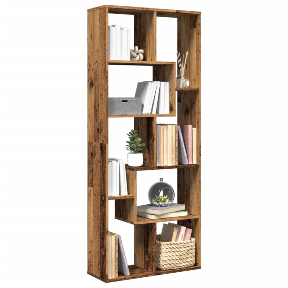 vidaXL Kamerscherm / boekenkast 67x25x161,5 cm hout oud houtkleur afbeelding 1