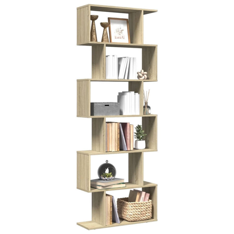 vidaXL Kamerscherm / boekenkast 6-laags 70x24x193 cm hout sonoma eiken afbeelding 1