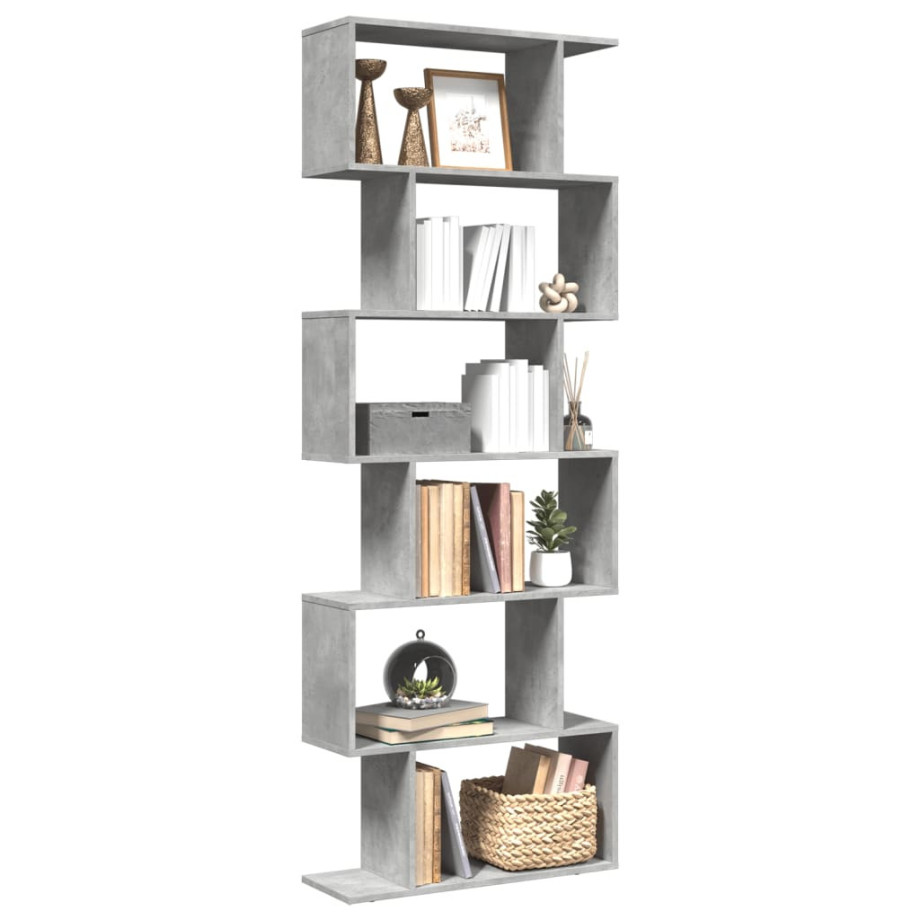 vidaXL Kamerscherm / boekenkast 6-laags 70x24x193 cm hout betongrijs afbeelding 1