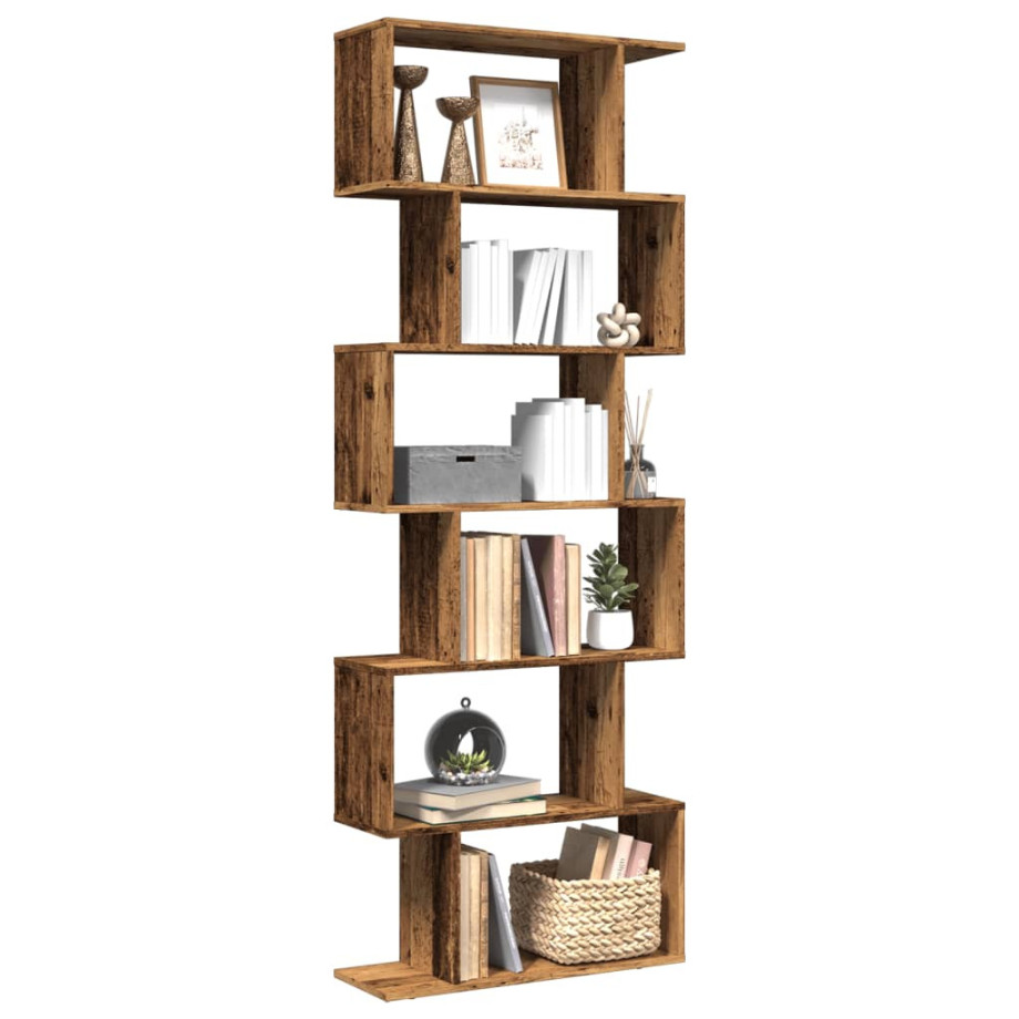 vidaXL Kamerscherm / boekenkast 6-laags 70x24x193 cm hout oud hout afbeelding 1