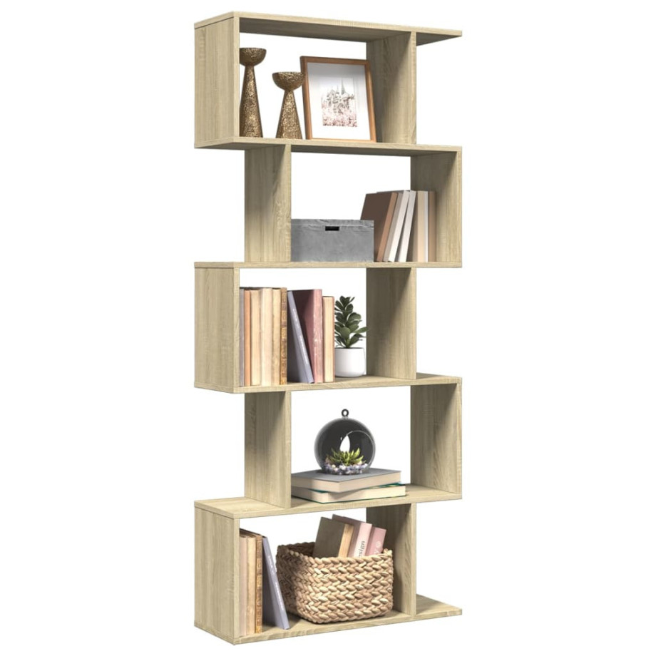 vidaXL Kamerscherm / boekenkast 5-laags 70x24x161 cm hout sonoma eiken afbeelding 1