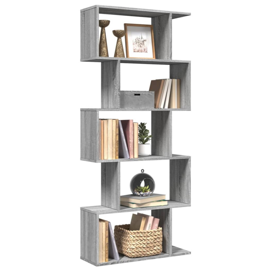 vidaXL Kamerscherm / boekenkast 5-laags 70x24x161 cm hout grijs sonoma afbeelding 1