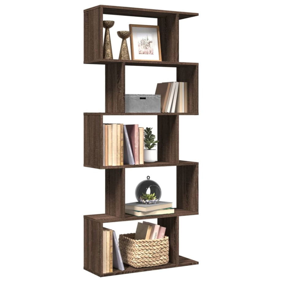 vidaXL Kamerscherm / boekenkast 5-laags 70x24x161 cm hout bruin eiken afbeelding 1