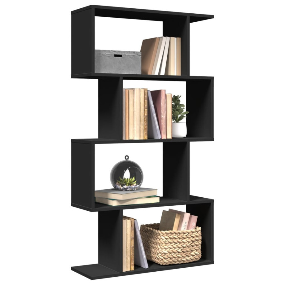 vidaXL Kamerscherm / boekenkast 4-laags 70x24x129 cm hout zwart afbeelding 1