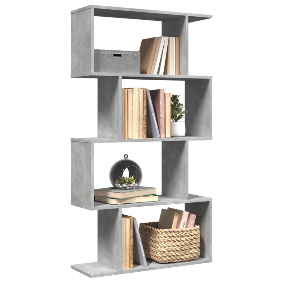 vidaXL Kamerscherm / boekenkast 4-laags 70x24x129 cm hout betongrijs afbeelding 1