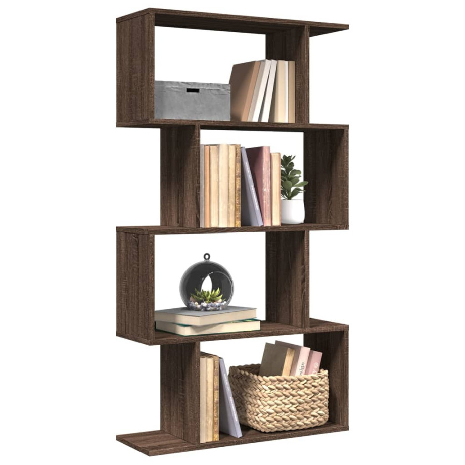 vidaXL Kamerscherm / boekenkast 4-laags 70x24x129 cm hout bruin eiken afbeelding 1