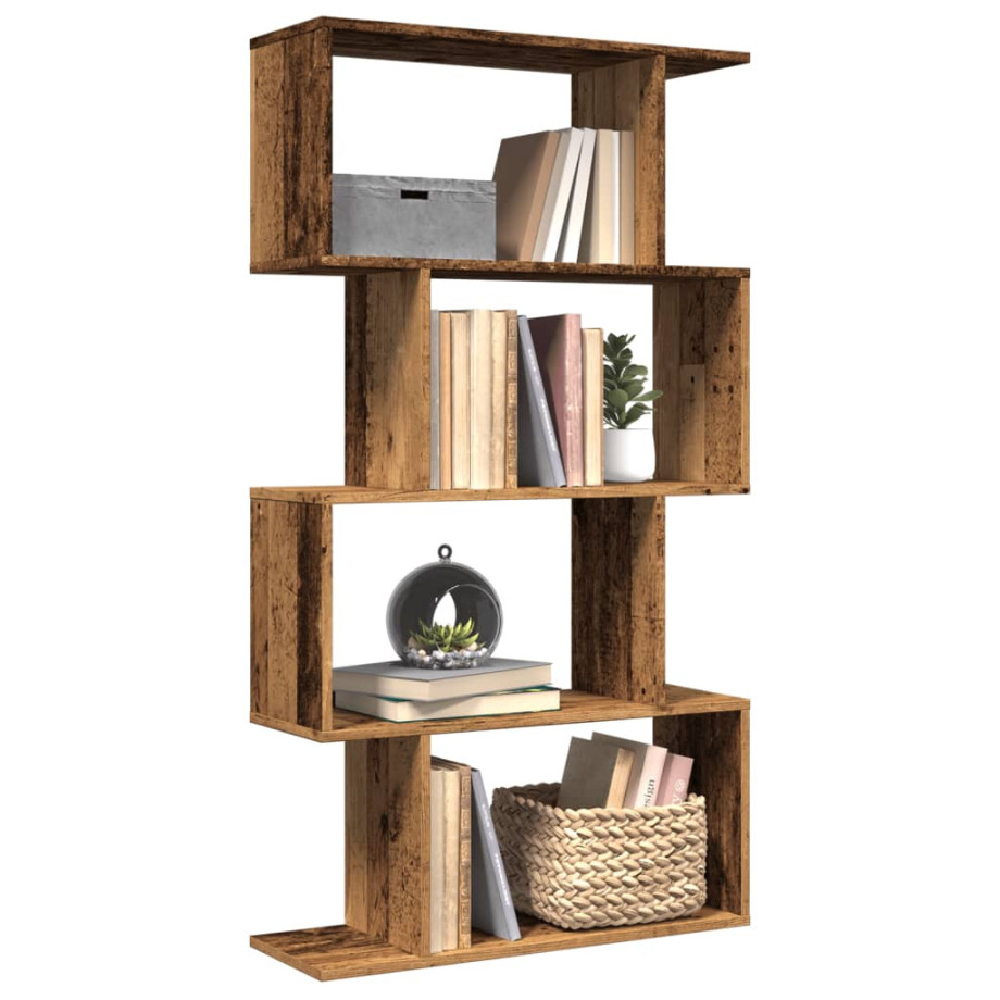 vidaXL Kamerscherm / boekenkast 4-laags 70x24x129 cm hout oud hout afbeelding 1