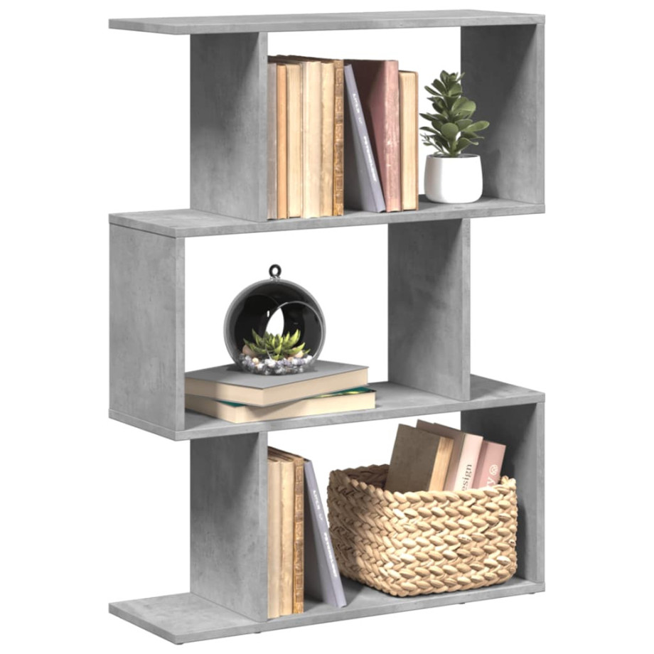 vidaXL Kamerscherm / boekenkast 3-laags 70x24x97 cm hout betongrijs afbeelding 1