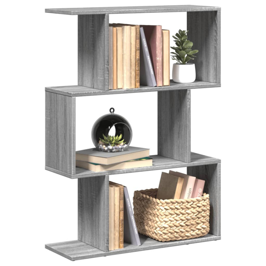 vidaXL Kamerscherm / boekenkast 3-laags 70x24x97 cm hout grijs sonoma afbeelding 1