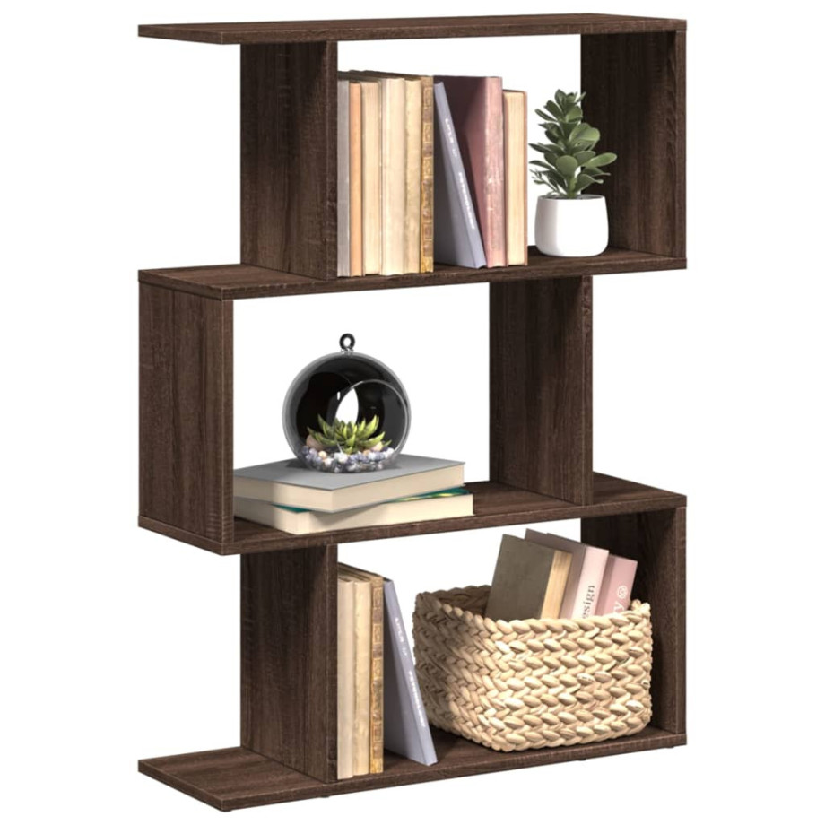 vidaXL Kamerscherm / boekenkast 3-laags 70x24x97 cm hout bruin eiken afbeelding 1