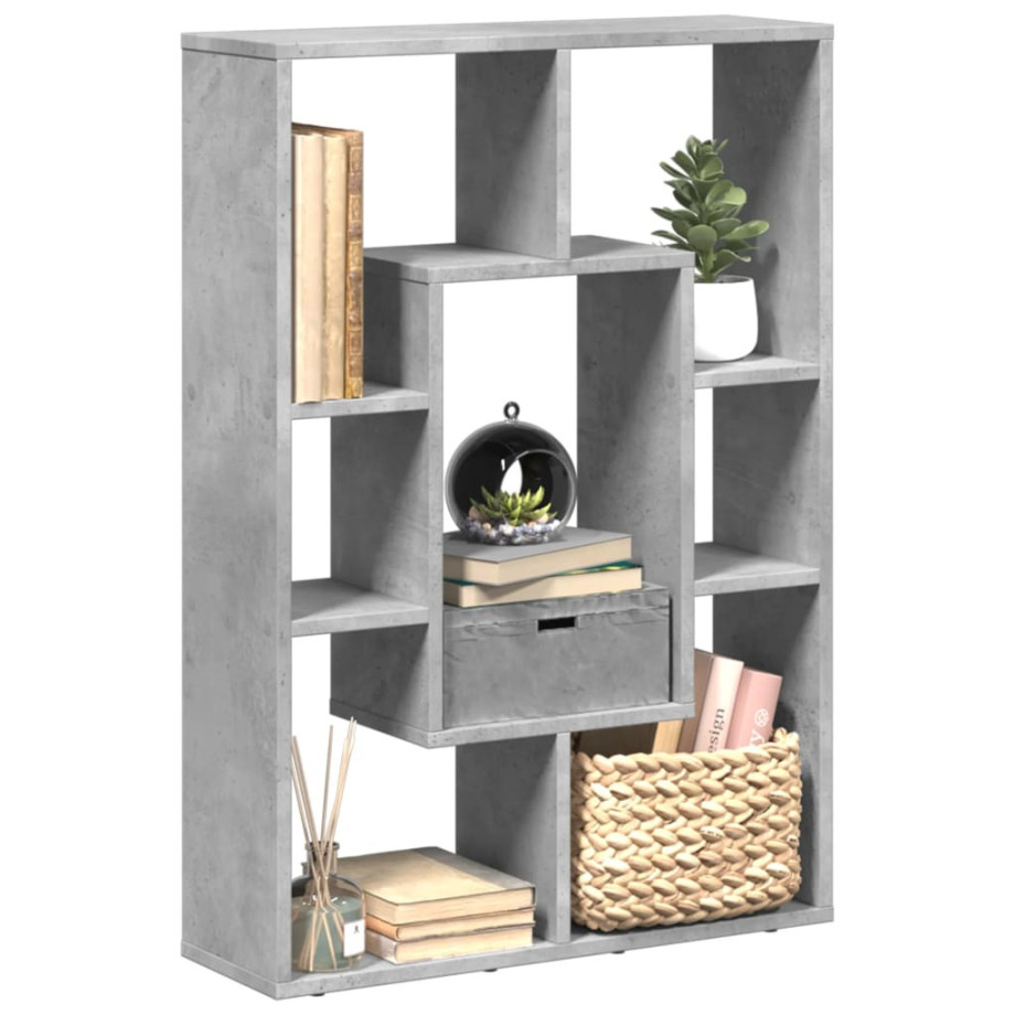 vidaXL Boekenkast 63x20x90 cm bewerkt hout betongrijs afbeelding 1