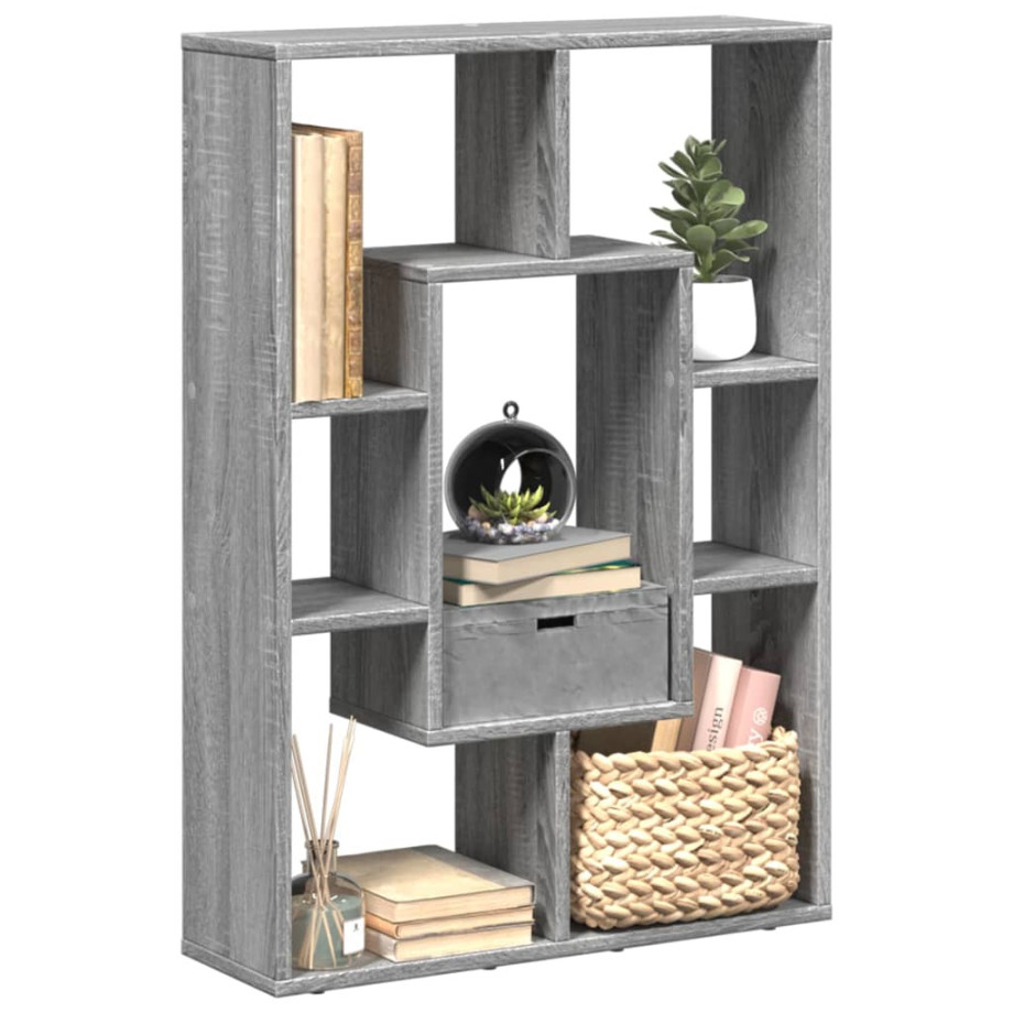 vidaXL Boekenkast 63x20x90 cm bewerkt hout grijs sonoma eikenkleurig afbeelding 1