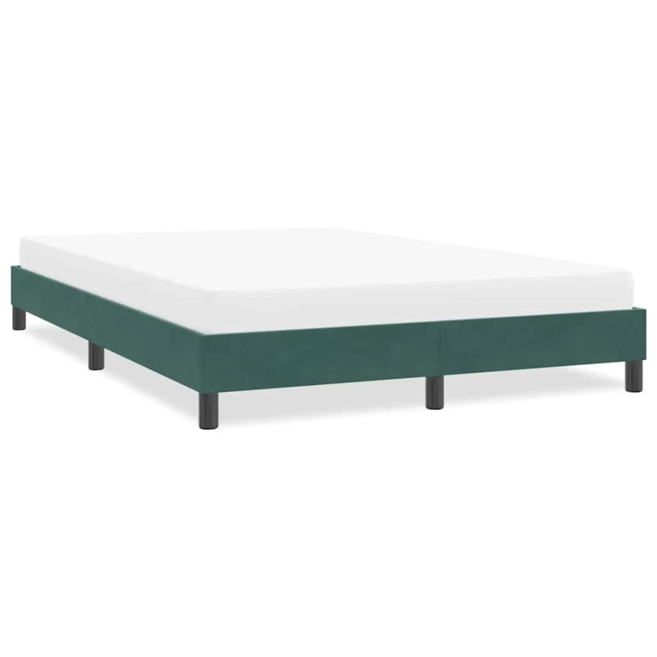 vidaXL Bedframe zonder matras 140x210 cm fluweel donkergroen afbeelding 1