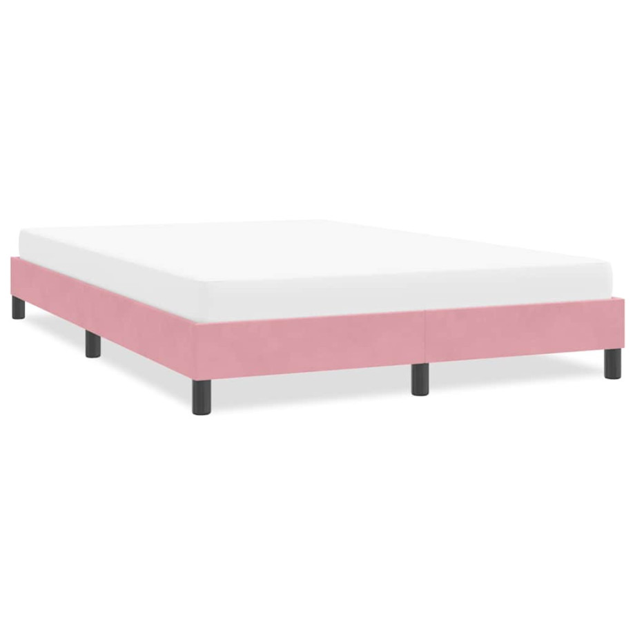 vidaXL Bedframe zonder matras 140x210 cm fluweel roze afbeelding 1