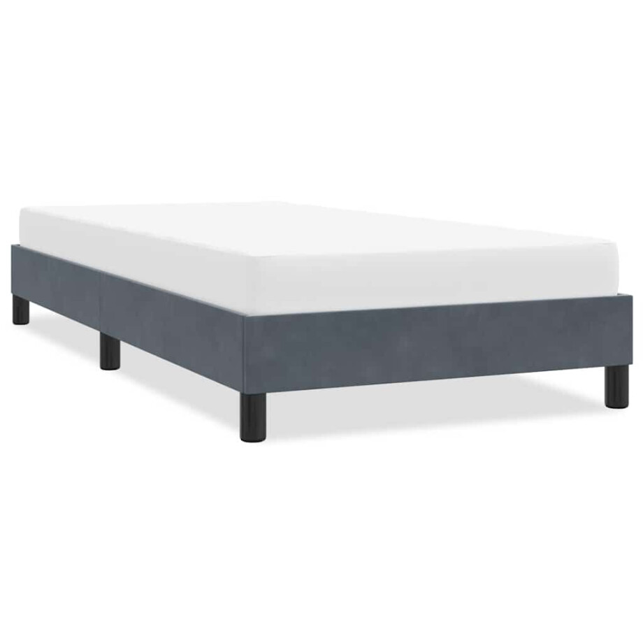 vidaXL Bedframe zonder matras 90x220 cm fluweel donkergrijs afbeelding 1