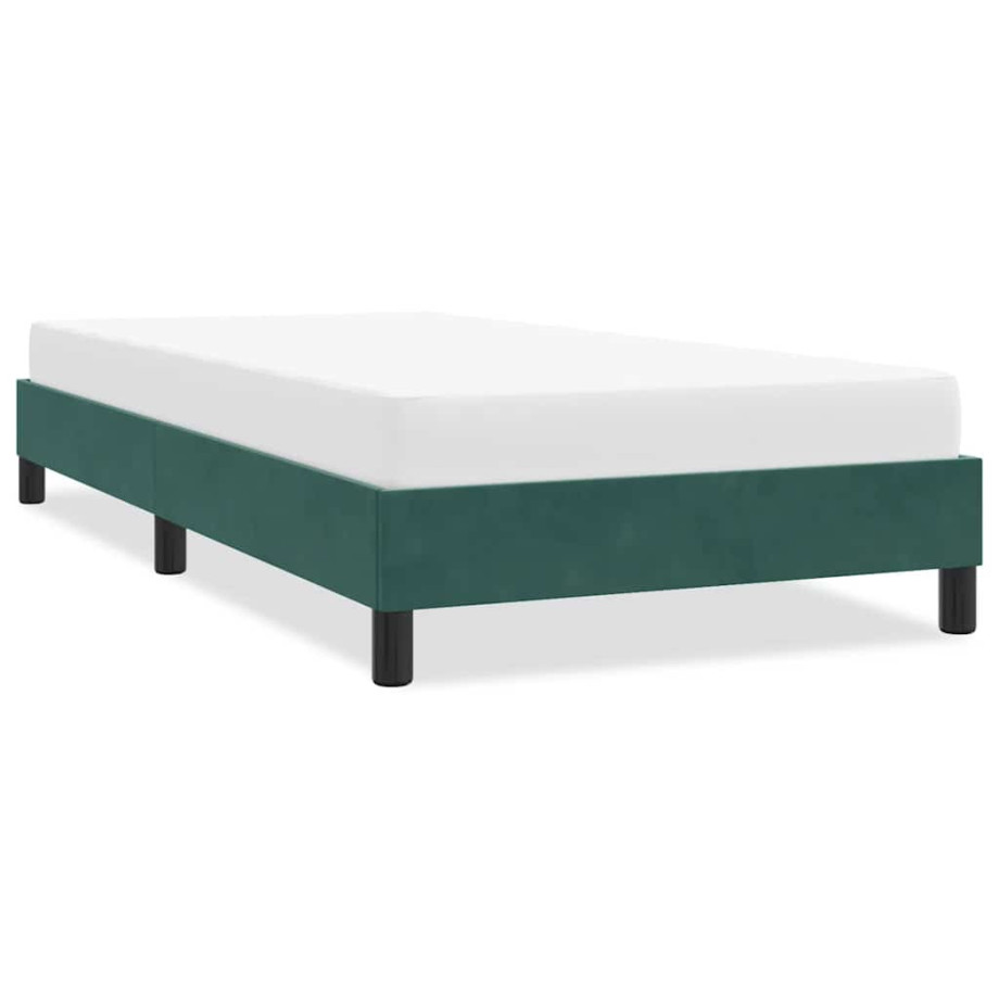 vidaXL Bedframe zonder matras 90x220 cm fluweel donkergroen afbeelding 1