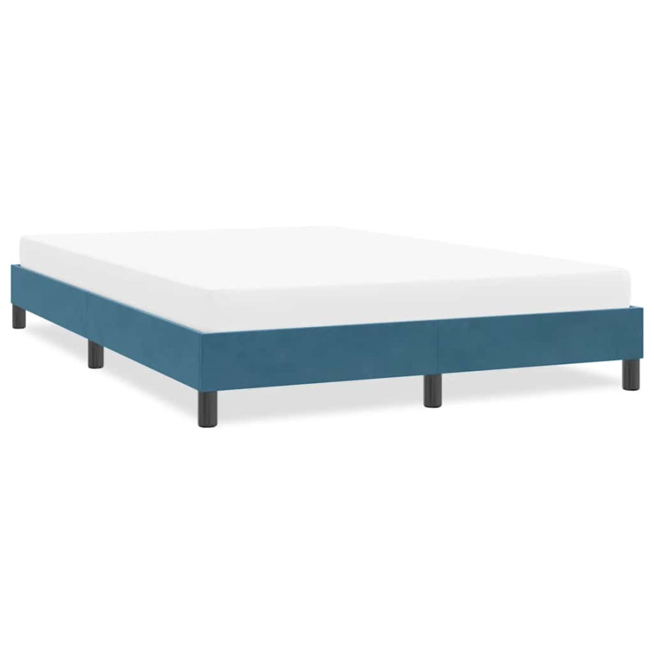 vidaXL Bedframe zonder matras 140x220 cm fluweel donkerblauw afbeelding 1