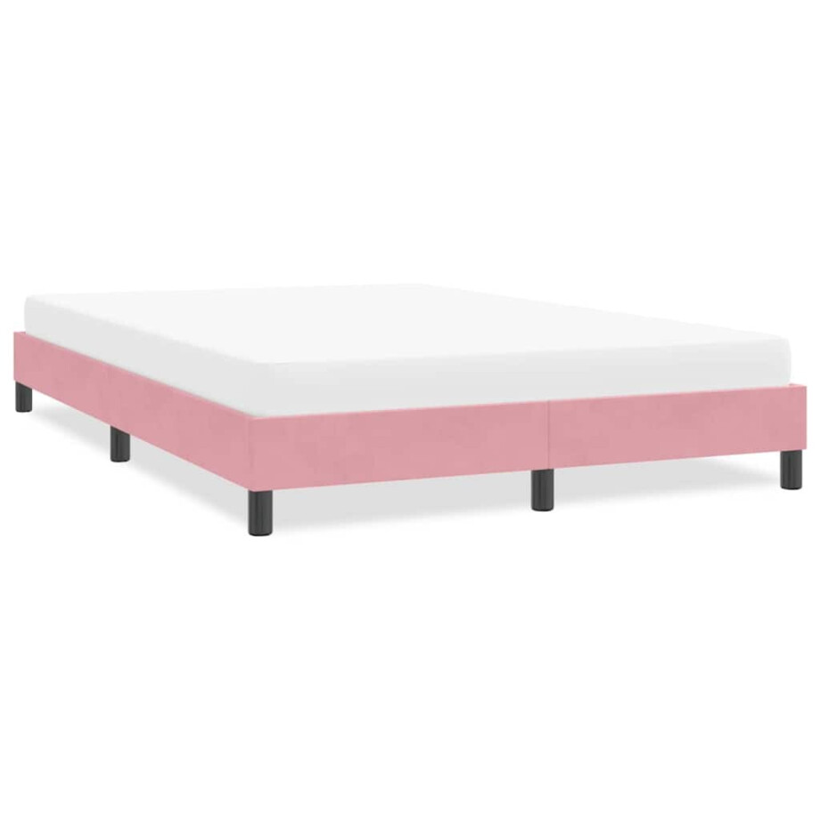 vidaXL Bedframe zonder matras 160x220 cm fluweel roze afbeelding 1