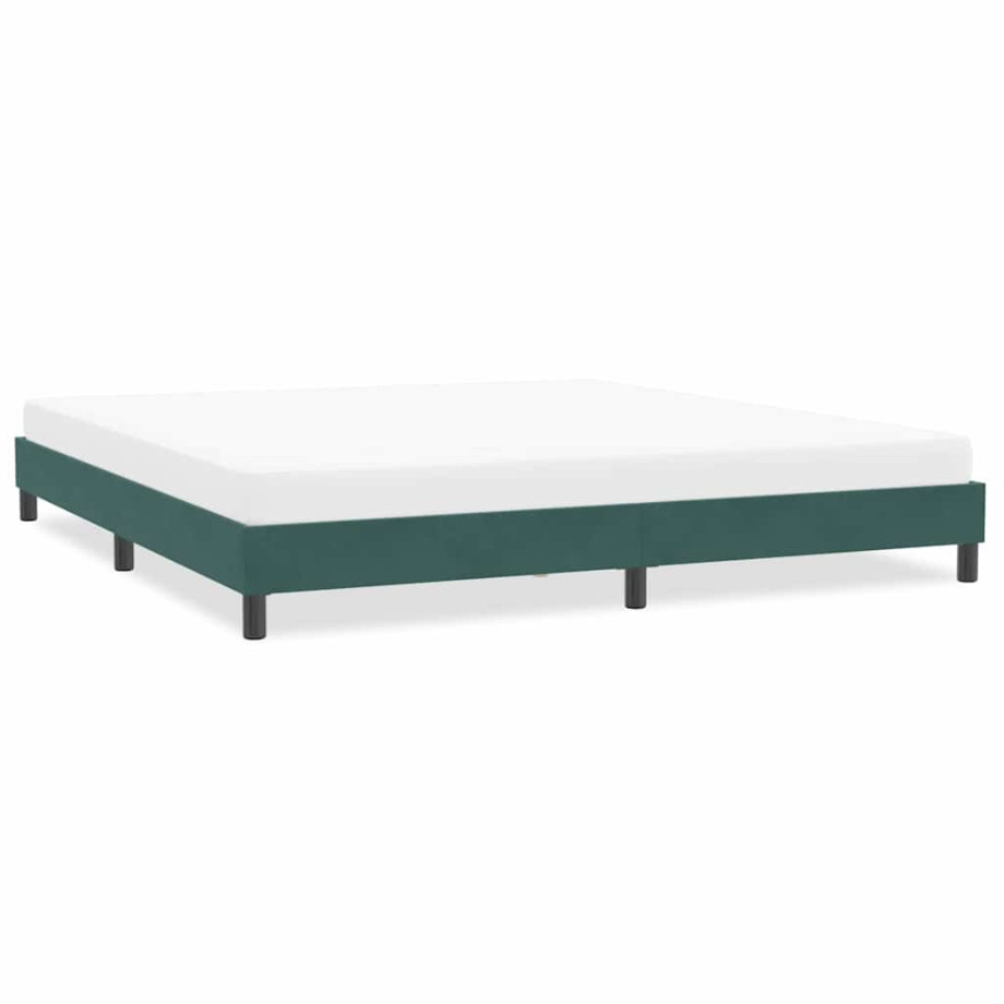 vidaXL Bedframe zonder matras 200x220 cm fluweel donkergroen afbeelding 1