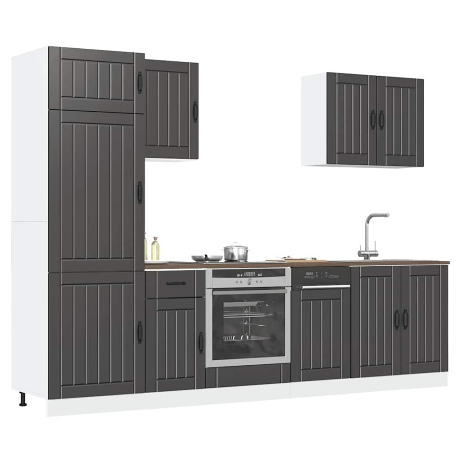 vidaXL 7-delige Keukenkastenset Lucca bewerkt hout zwart afbeelding 1
