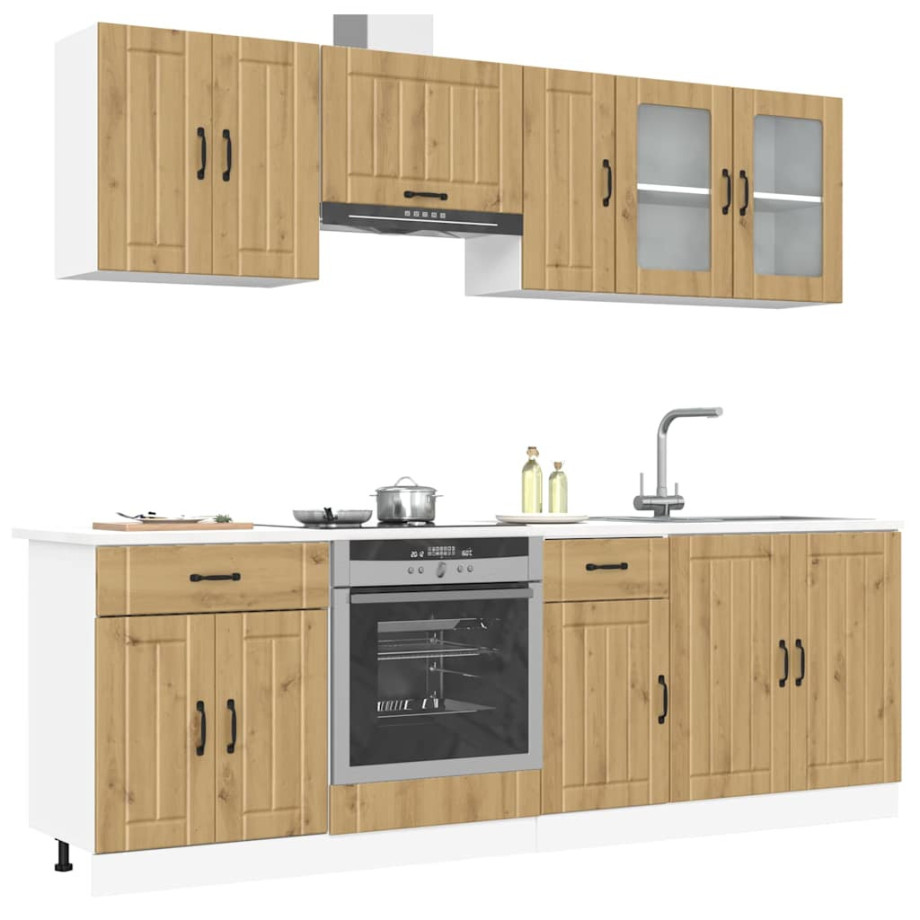 vidaXL 8-delige Keukenkastenset Kalmar bewerkt hout artisanaal eiken afbeelding 1