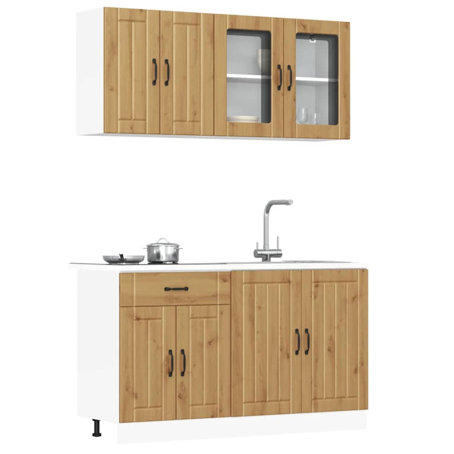 vidaXL 4-delige Keukenkastenset Kalmar bewerkt hout artisanaal eiken afbeelding 1
