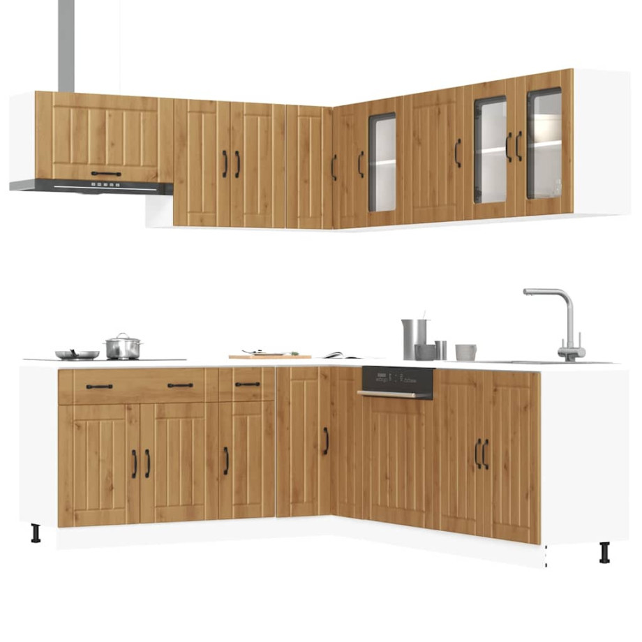 vidaXL 11-delige Keukenkastenset Lucca bewerkt hout artisanaal eiken afbeelding 1