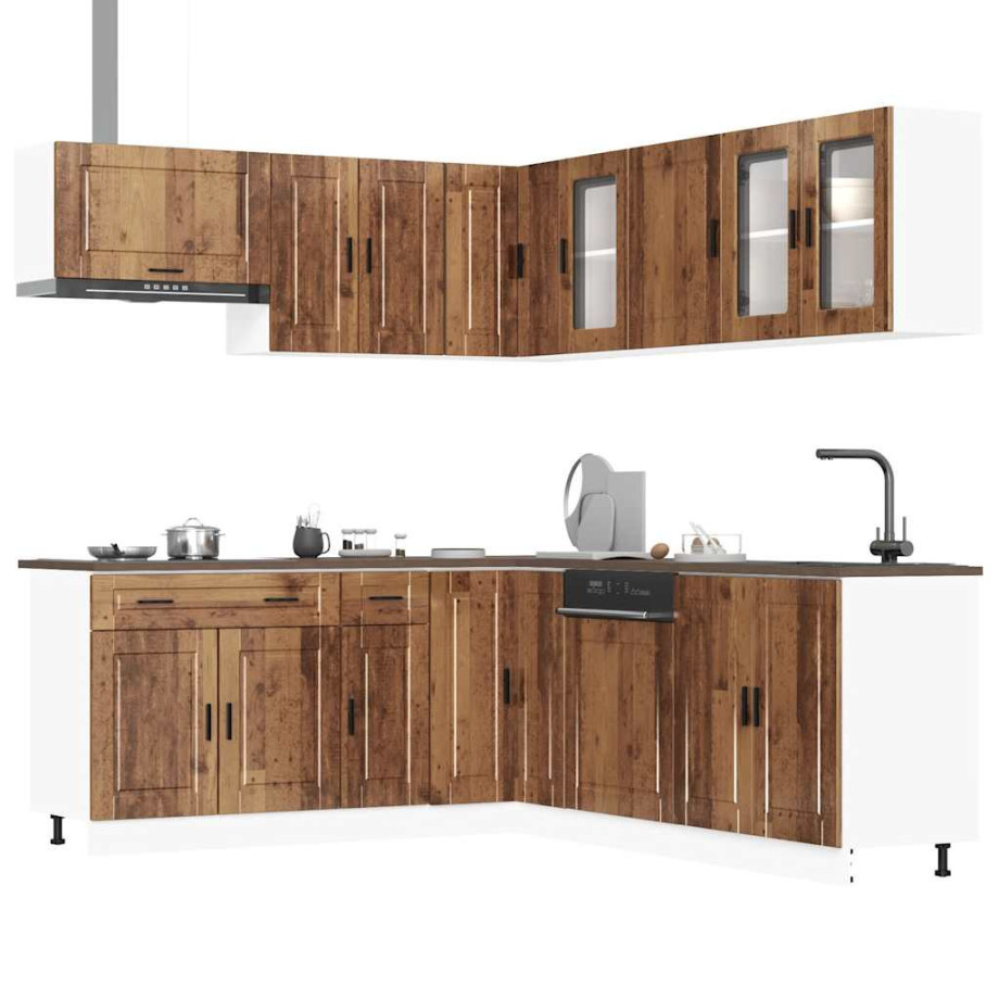 vidaXL 11-delige Keukenkastenset Porto bewerkt hout oud houtkleurig vidaXL 11-delige Keukenkastenset Porto bewerkt hout oud houtkleurig afbeelding 1