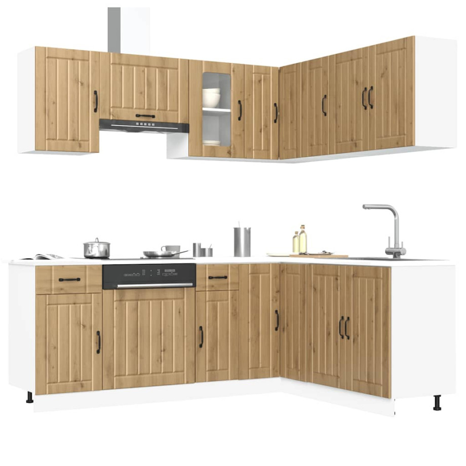 vidaXL 11-delige Keukenkastenset Lucca bewerkt hout artisanaal eiken afbeelding 1