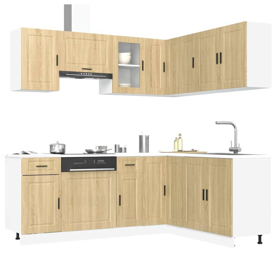 vidaXL 11-delige Keukenkastenset Porto bewerkt hout sonoma eikenkleur afbeelding 1