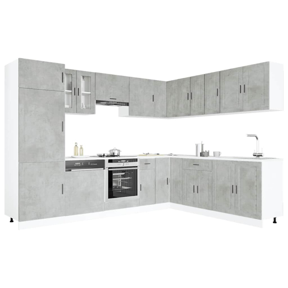 vidaXL 14-delige Keukenkastenset Porto bewerkt hout betongrijs afbeelding 1