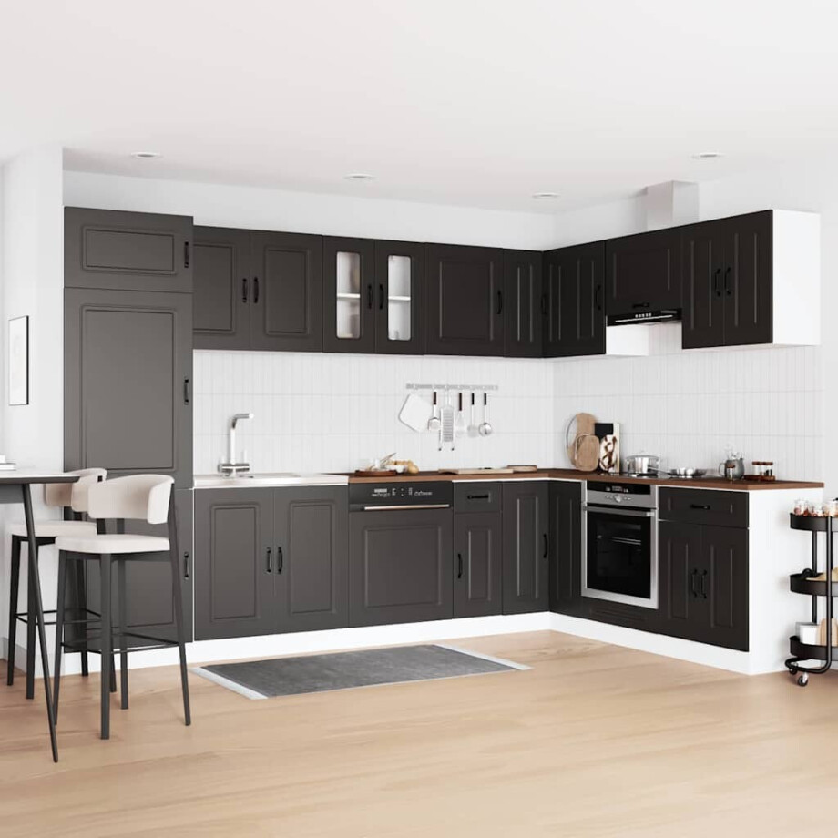 vidaXL Keukenkast Kalmar Zwart 80 x 46 x 81,5 cm Bewerkt hout afbeelding 1