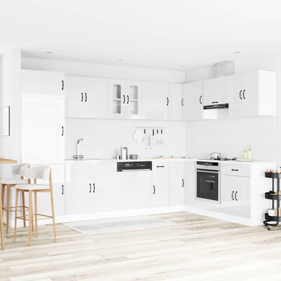 vidaXL Keukenkast Kalmar Glanzend Wit 80 x 46 x 81,5 cm Bewerkt hout afbeelding 1