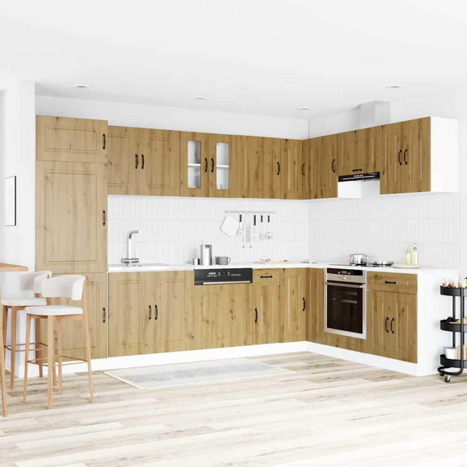 vidaXL Keukenkast Kalmar Artisan Eiken 80 x 46 x 81,5 cm Bewerkt hout afbeelding 1