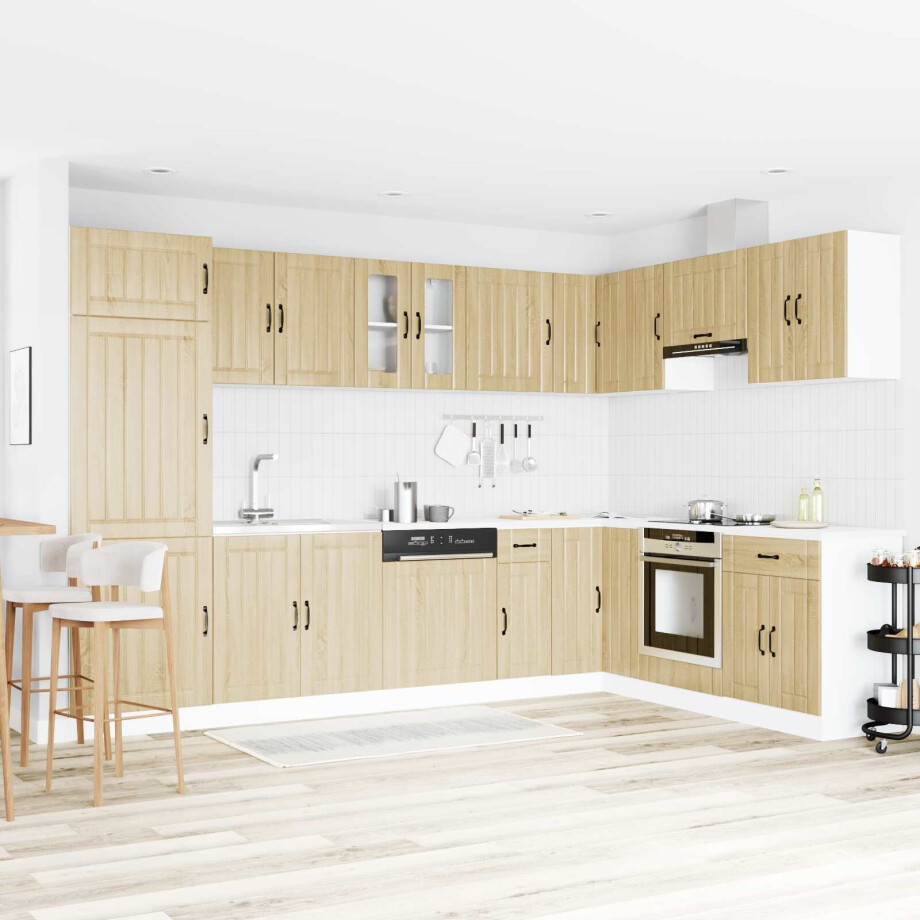 vidaXL Wastafel onderkast Lucca 2 pcs Sonoma Eiken Bewerkt hout afbeelding 1
